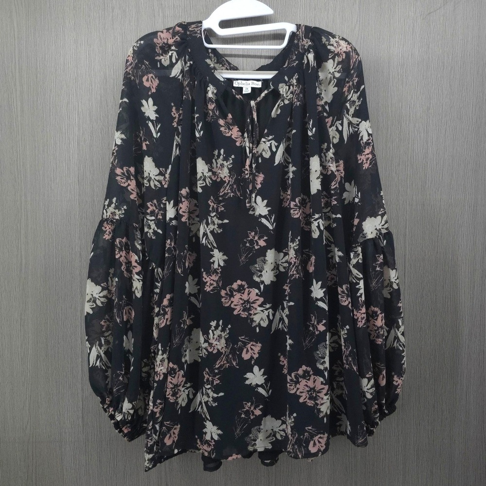 Ophelia Roe Floral Peasant Blouse Size 2X